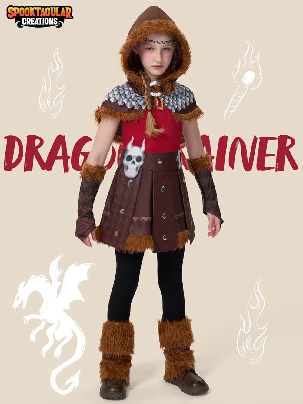Child Girl Viking Dragon Trainer Costume Size Small 5-6 years
